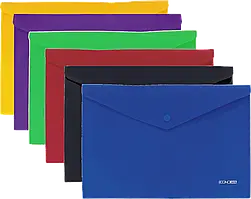 Папка-конверт на кнопці пластикова (A4, 180мкм, асортимент кольорів) Economix E31305