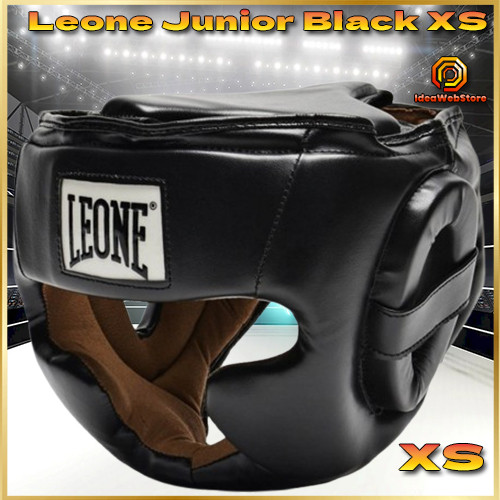 Шолом для боксу з повним захистом тренувальний дитячий чорний Leone Junior Black розмір S