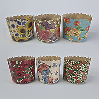 Форма для випічки Пасхи (85*90) Квіти(250гр) (50 шт)паперові панеттоне Пасха