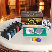 Набір для покеру, 200 фішок, 2 колоди карт, гральне поле, металева коробка (Покерний набір)