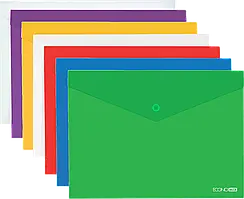 Папка-конверт на кнопці прозора (А5, 180мкм, асортимент кольорів) Economix E31316