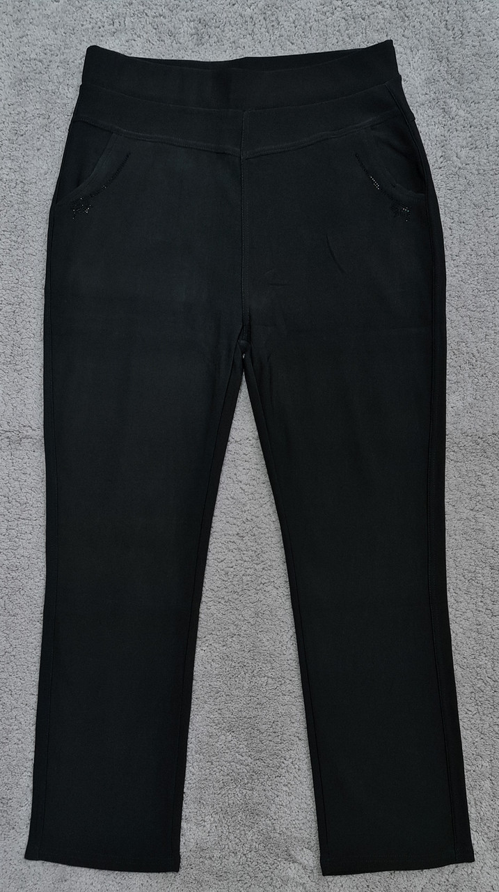 Штани-лосини жіночі теплі на флісі Ластівка класичні прямі термо чорні