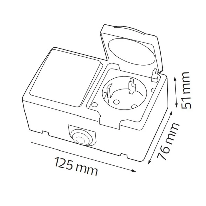 Розетка накладна 2-на з заземленням з кришкою ATOM HOROZ ELECTRIC 112-100-0002-010