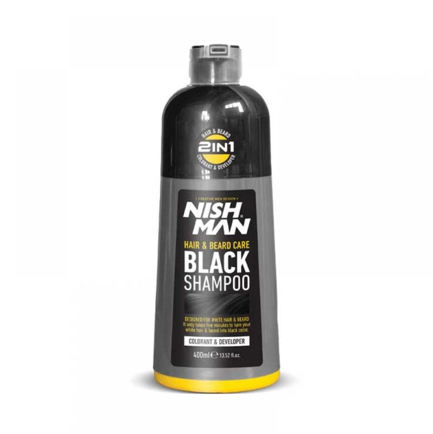 Шампунь-фарба для волосся, бороди та вусів Nishman Hair Bear Care Black Shampoo 400мл