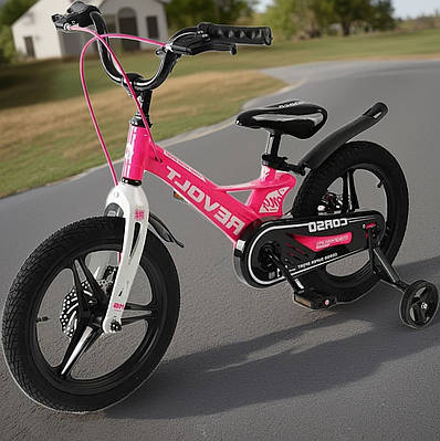 Крутий дитячий велосипед рожевий велобайк дівчинці 16 " Колісний транспорт новачкові для навчання їзді Доп колеса