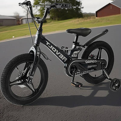 Чорний дитячий велосипед двоколісний лисапед велобайк 16 " хлопчикові дівчинці для прогулянок навчання їзді Дзвінок