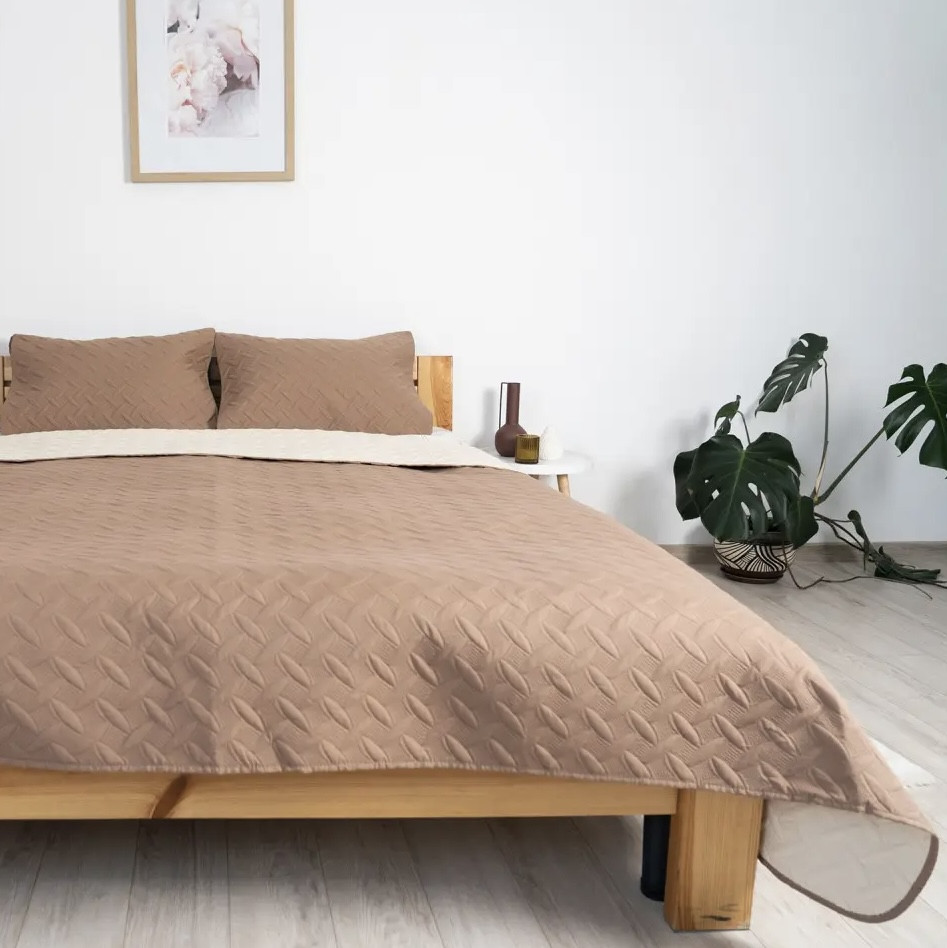 Покрывало 220*240 ЄВРО разміру ТЕП "VINTAGE" 220x240 Цвет - Капучіно. Повномірне покривало, фото 1