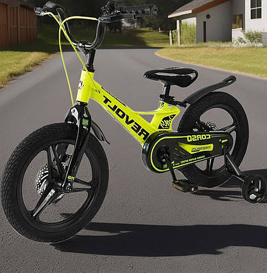 Жовтий дитячий велосипед двоколісний лисапед біцикл 16" хлопчикові та дівчинці для активного відпочинку Міцна рама