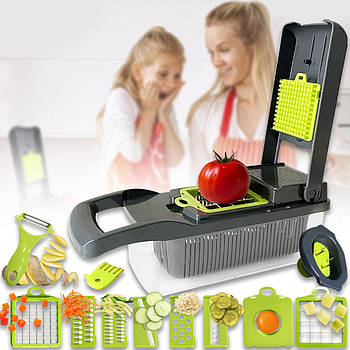 Овочерізка 16 в 1 кругла із змінними насадками та контейнером Nicer Dicer Plus Vegetable Cutter 223-1