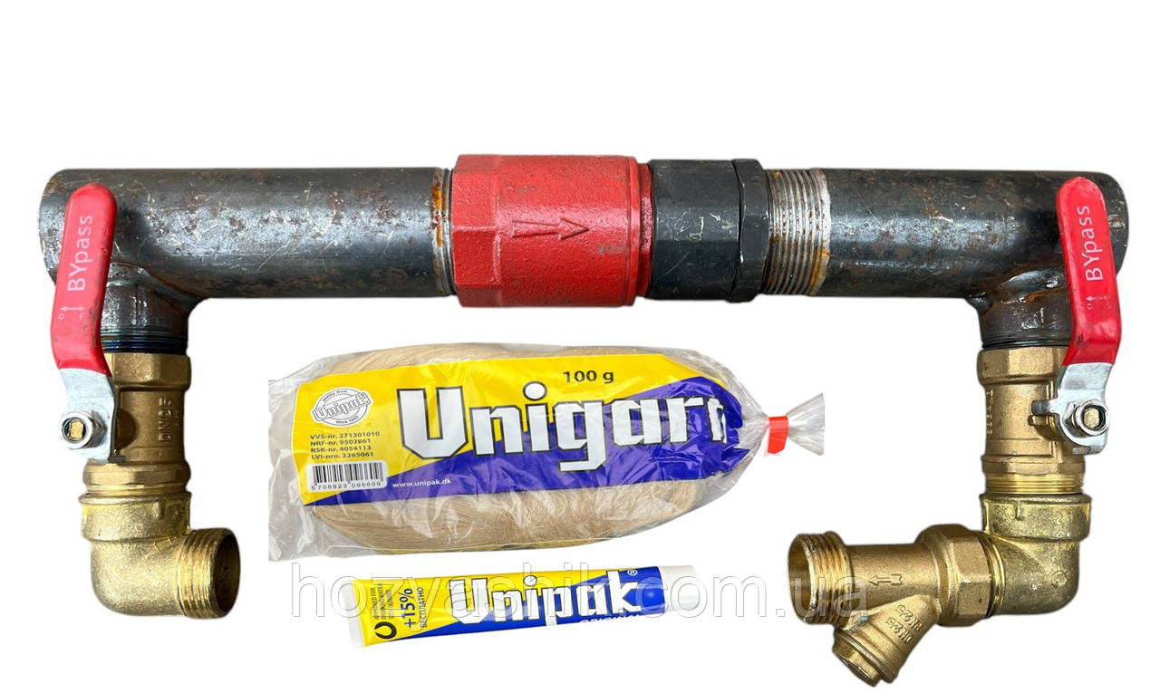 Байпас 1"1/2 (ДУ 40) з клапаном, короткий (390 мм)