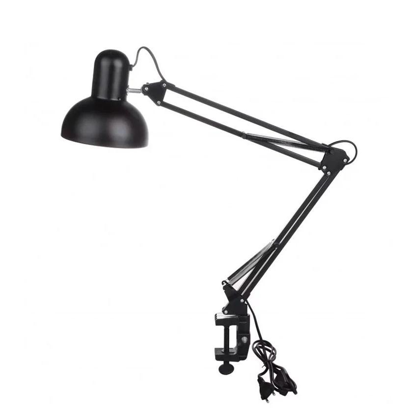 Лампа настільна з затиском чорна, лампа на струбцині, лампа настільна, настільна лампа з прижимом, фото 1