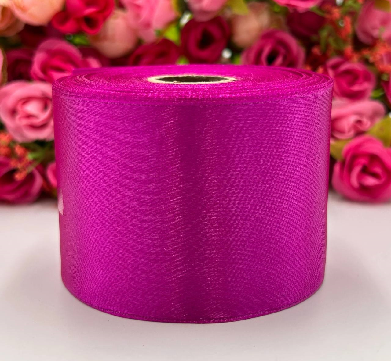 Атласна стрічка для рукоділля - 5 см x 23 м / Маджента, фото 1