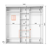 Шафа купе 3 двері 240 х 60 х 240 см N2, фото 3