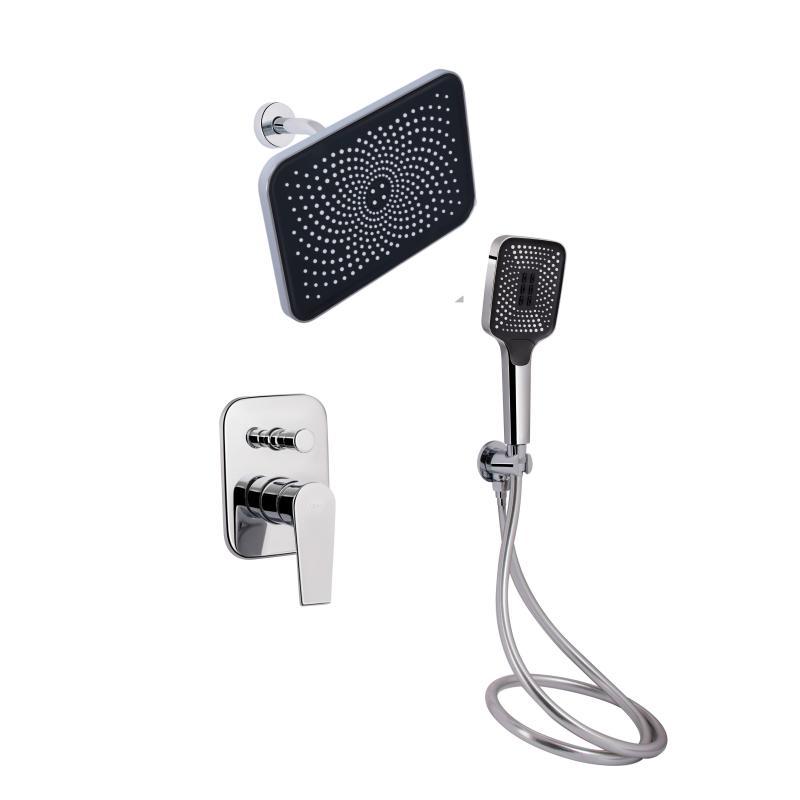 Комплект для душу Qtap Stenava Chrome: Змішувач QTST6245102DC + Лійки (QTRUC125CRM45954,QTHLA107CRM45784) +