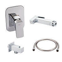 Комплект для душу Qtap Namesti Chrome: Змішувач QTNAM6025102NC + Шланг QTHADPVC120C + Лійка QTCRMB120 +