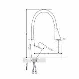 Змішувач для кухні Lidz Tani 008F3 з гнучким виливом (k40) LDTAN008F3GCR39507 Chrome/Grey, фото 2