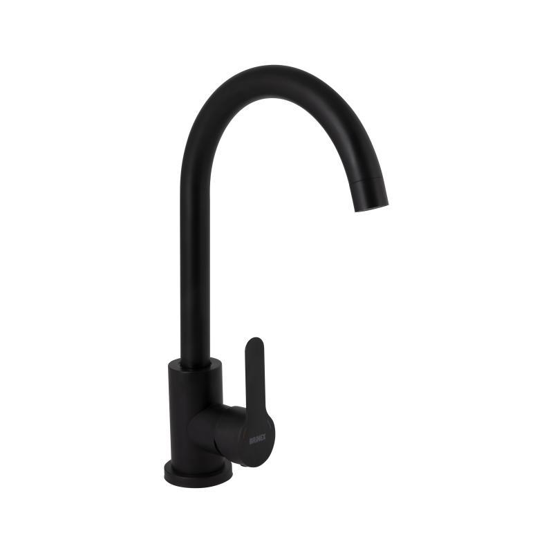 Змішувач для кухні Brinex Pure 015F U-образний  Black Matt BRIPUR015FBLM, фото 1