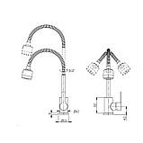 Змішувач для кухні Brinex Pure 015F41 з гнучким виливом Nickel BRIPUR015F41NKL, фото 2