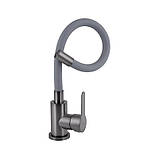 Змішувач для кухні Brinex Pure 015F3 з гнучким виливом   Graphite/Grey BRIPUR015F3GRG, фото 3