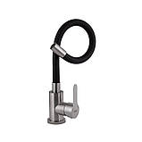 Змішувач для кухні Brinex Pure 015F3 з гнучким виливом Nickel/Black BRIPUR015F3NKB, фото 3
