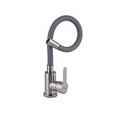 Змішувач для кухні Brinex Pure 015F3 з гнучким виливом   Nickel/Grey BRIPUR015F3NKG, фото 3