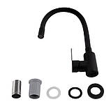 Змішувач для кухні Brinex Pure 015F3 з гнучким виливом Black Matt BRIPUR015F3BLM, фото 4