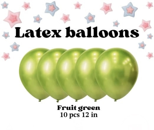 Кулі повітряні хромовані в пакованні 10 шт. фруктово-зелений fruit green 12 д, фото 1