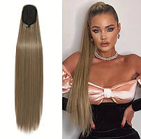 Штучний хвіст прямий шиньйон з утяжкою русявий 92 см