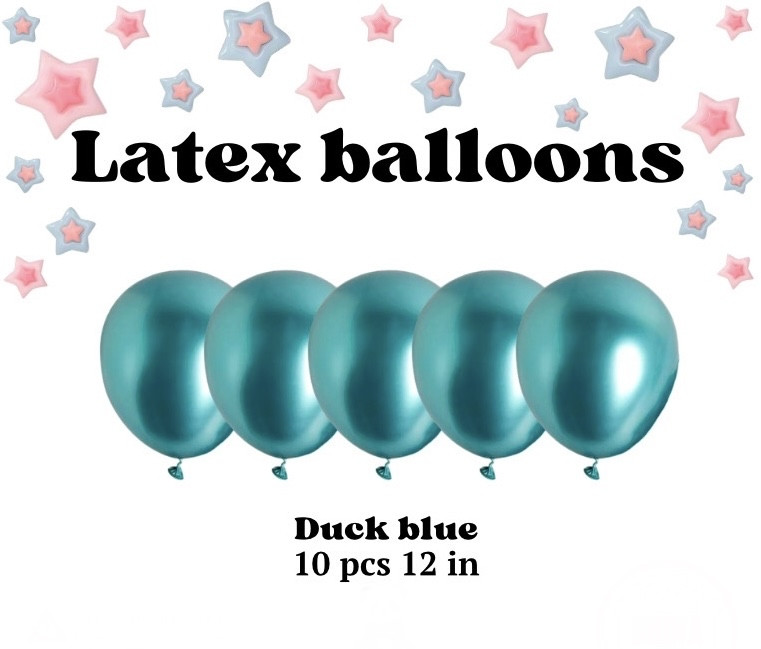 Латексні кулі хромовані 12 дюймів 10 шт. в пакованні duck blue, фото 1