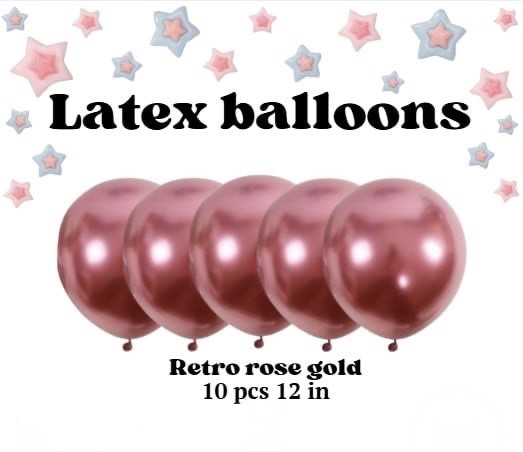 Латексні кулі хром 12 дюймів 10 шт. в упаковці retro rose gold, фото 1