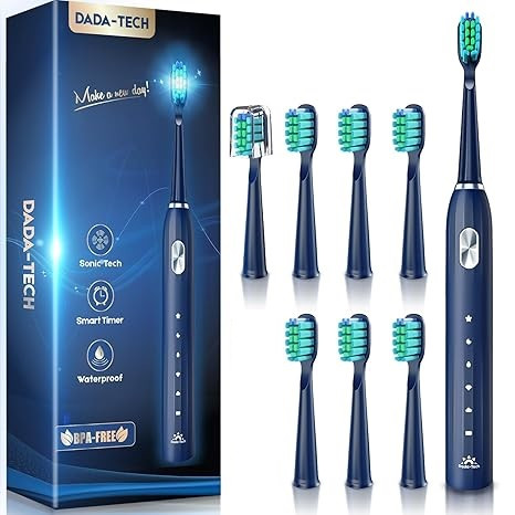 Електрична зубна щітка DADA-TECH для дорослих та дітей, ультразвукова зубна щітка, 8 насадок, 5 режимів, фото 1