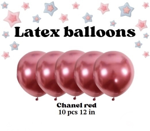 Латексні кулі хромовані 12 дюймів 10 шт. в упаковці chanel red, фото 1