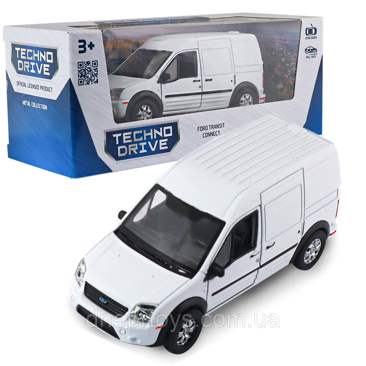 Машинка металева Ford Transit Connect Форд 1:43 білий відкр двері 4*11*5см (250386W), фото 1