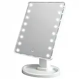Настільне Дзеркало з підсвіткою Large 16LED Mirror для макіяжу Біле розміром 21.5х17 см., фото 4
