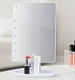 Настільне Дзеркало з підсвіткою Large 16LED Mirror для макіяжу Біле розміром 21.5х17 см., фото 6