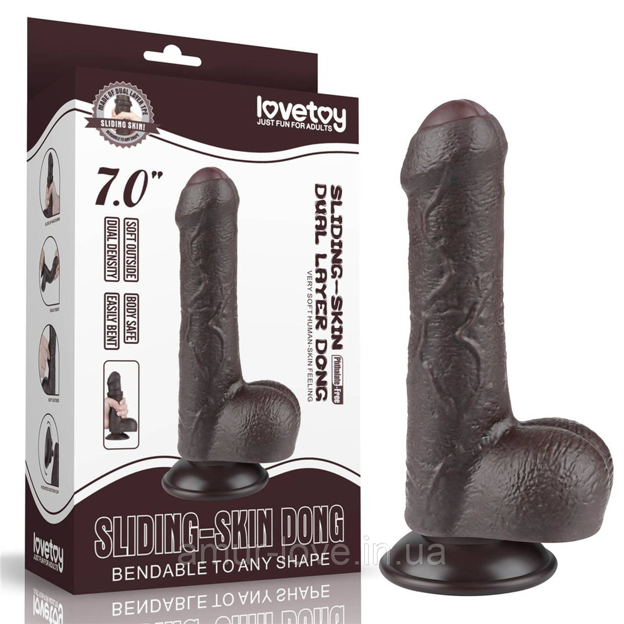 Фалоїмітатор Sliding-Skin Dual Layer Dong 7" Black