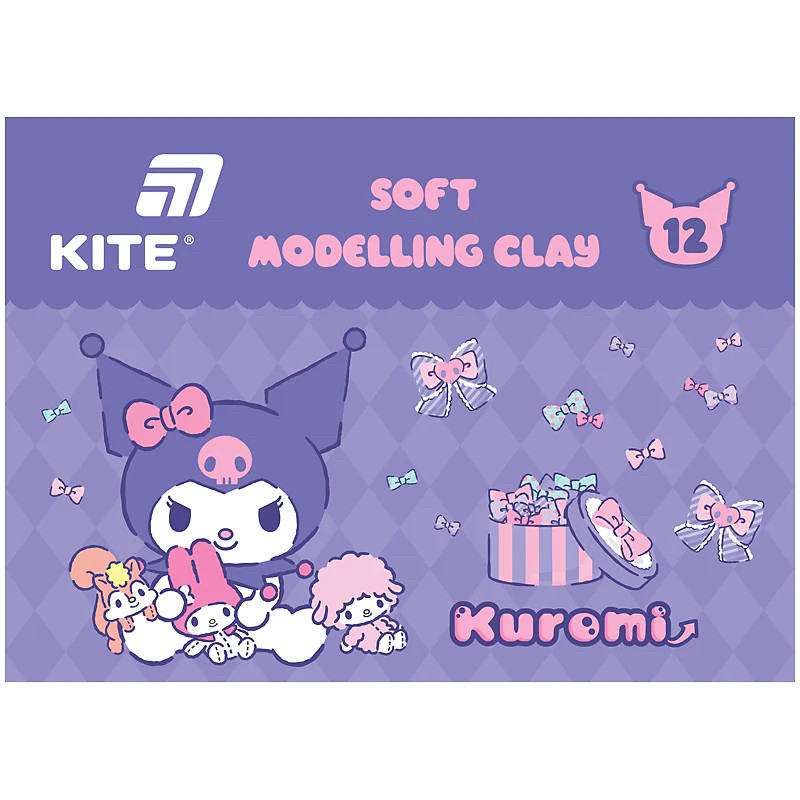 Пластилін восковий Kite Kuromi HK24-1086, 12 кольорів, 240 г, фото 1
