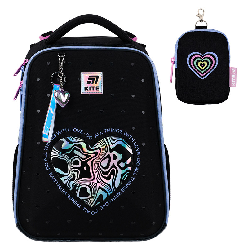 Рюкзак шкільний каркасний Kite Education Love is K25-531M-2   M(130 — 145 см)  38х29х15  чорний