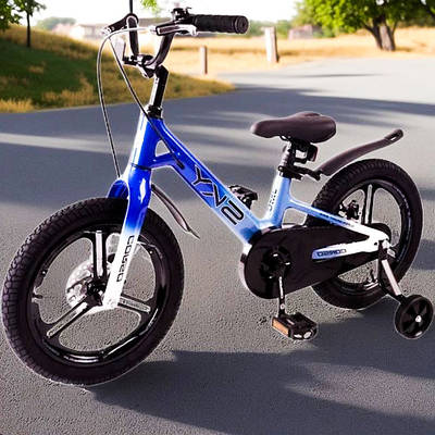Двоколісний синій велосипед біцикл 16" дитині від 5 років для катання і навчання Педальний транспорт +2 колеса
