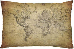 Чохол для подушки вінтажна мапа світу 50х90 см