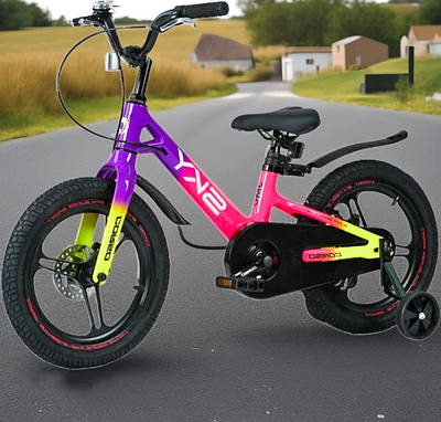 Яскравий дитячий велосипед велобайк 16" дівчинці від 5 років для прогулянок навчання їзді Педальний транспорт +2 колеса