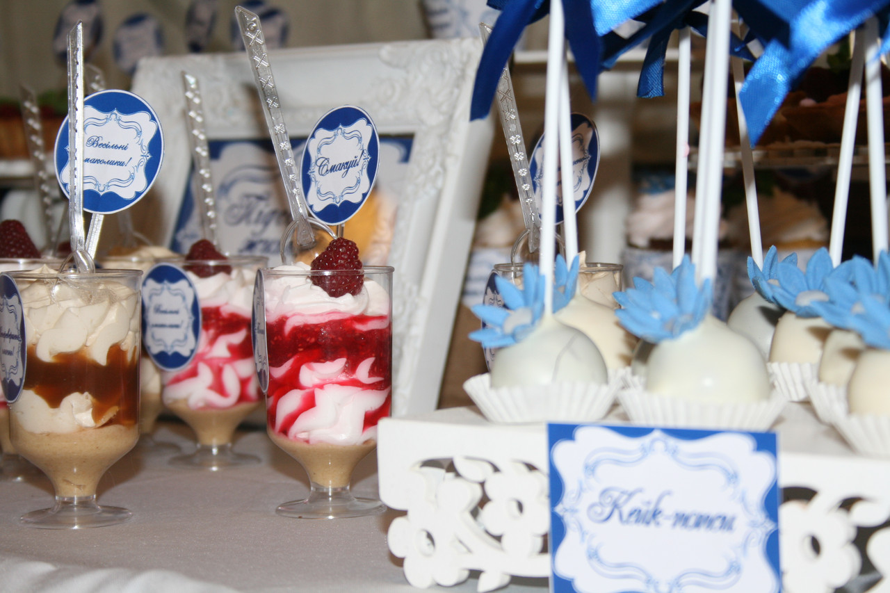Свадебный Кенди бар Candy Bar в бело-синих тонах - фото 8 - id-p460419266