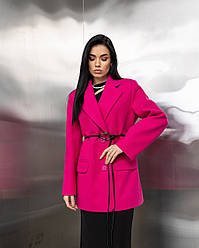 Жіноче малинове яскраве актуальне коротке пальто піджак