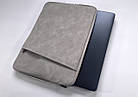 Сумка для ноутбука сіра світла вертикальна поліуретан 14.1" Narniu чохол для ноутбуку 14 дюймів світло-сірий, фото 2