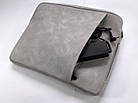 Сумка для ноутбука сіра світла вертикальна поліуретан 14.1" Narniu чохол для ноутбуку 14 дюймів світло-сірий, фото 5