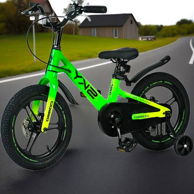 Оригінальний дитячий велосипед зелений велобайк 16" Педальний транспорт новачкові для прогулянок активного відпочинку