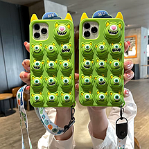 Гумовий 3D чохол Monsters Pop it для iPhone 15 Pro / (з ремінцем), фото 2