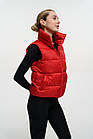 Жіноча жилетка червона коротка весняна осіння Безрукавка без капюшона демісезонна, фото 5