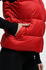 Жіноча жилетка червона коротка весняна осіння Безрукавка без капюшона демісезонна, фото 7