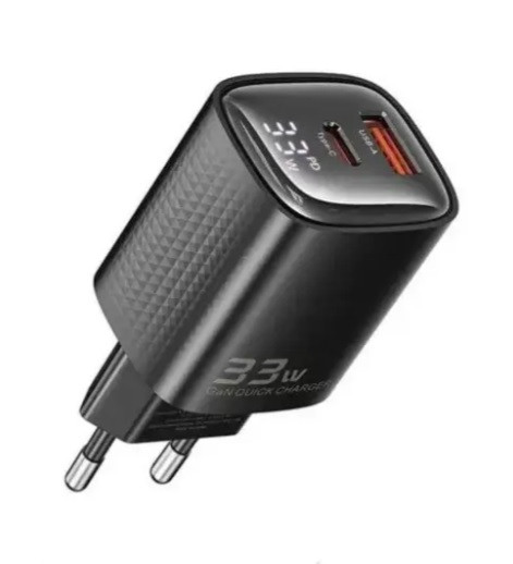 Мережевий зарядний пристрій  Toocki 33W GAN Display Type-c USB швидка зарядка з цифровим дисплеєм TCT33-22EU